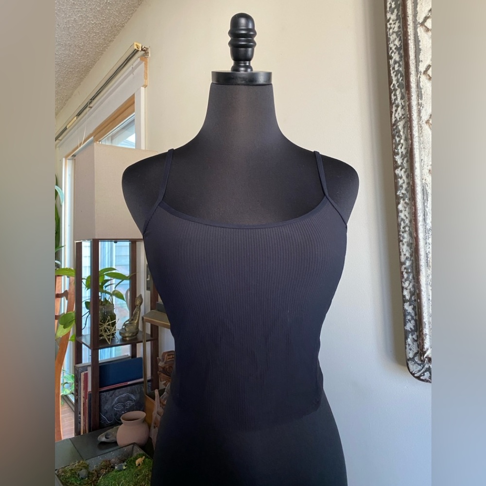 lululemon athletica Black Ribbed Cami Tank Twist Low Back